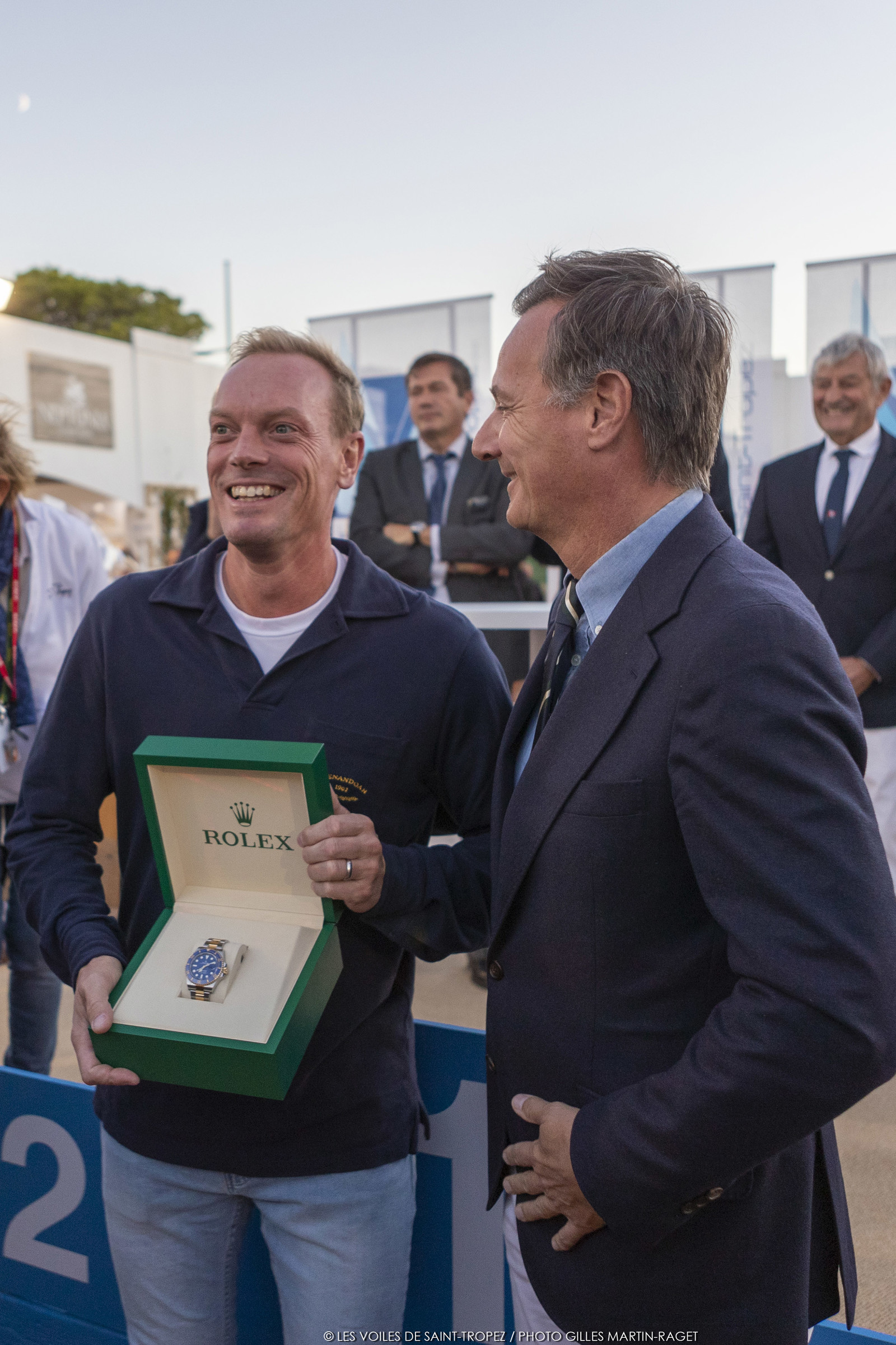 01 10 2022, Saint-Tropez (FRA,83), Voiles de Saint-Tropez 2022, Remise des prix, Shenandoah reçoit le Trophée Rolex 01 10 2022, Saint-Tropez (FRA,83), Voiles de Saint-Tropez 2022, Remise des prix, Shenandoah reçoit le Trophée Rolex
