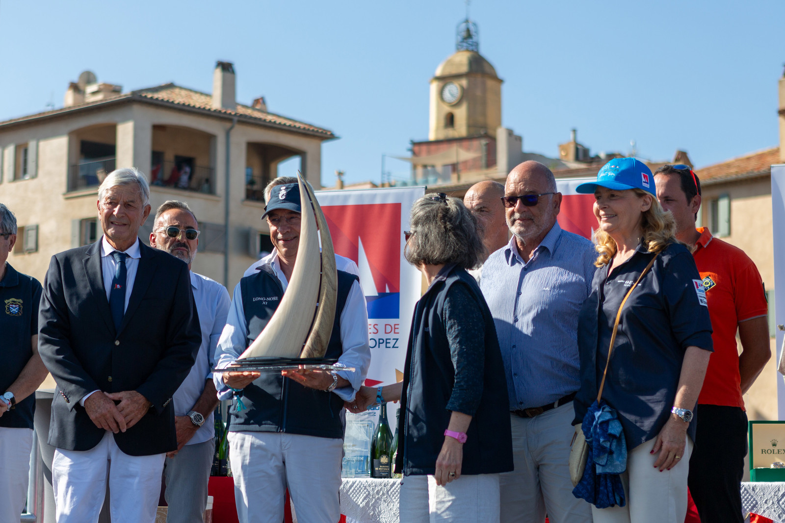 08 10 2023, Saint-Tropez (FRA,83), Les Voiles de Saint-Tropez 2023, Prizegiving classics and moderns 08 10 2023, Saint-Tropez (FRA,83), Les Voiles de Saint-Tropez 2023, Prizegiving classics and moderns