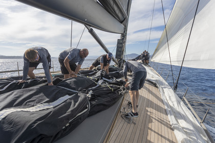03 10 2022, Saint-Tropez (FRA,83), Voiles de Saint-Tropez 2022,  entraînement des maxis, A bord de Sipirit of Malouen X