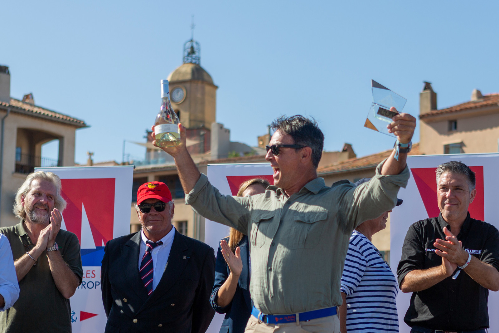 08 10 2023, Saint-Tropez (FRA,83), Les Voiles de Saint-Tropez 2023, Prizegiving classics and moderns 08 10 2023, Saint-Tropez (FRA,83), Les Voiles de Saint-Tropez 2023, Prizegiving classics and moderns