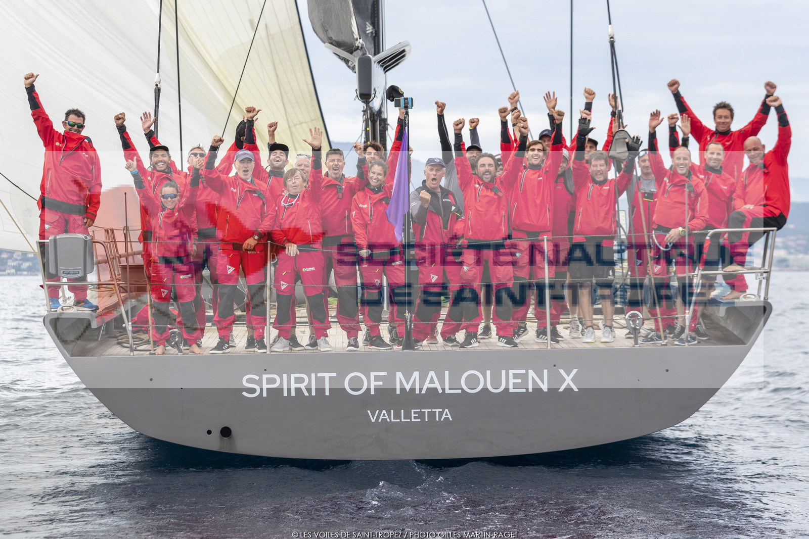08 10 2022, Saint-Tropez (FRA,83), Voiles de Saint-Tropez 2022,  Race 4 (abandonned), Spirit of Malouen crew (Winner Division 1) 08 10 2022, Saint-Tropez (FRA,83), Voiles de Saint-Tropez 2022,  Race 4 (abandonned), Spirit of Malouen crew (Winner Division 1)