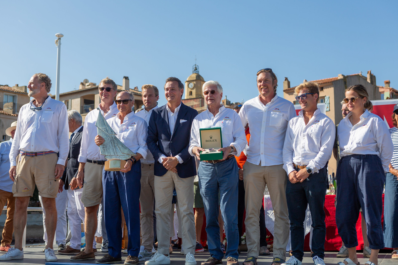 08 10 2023, Saint-Tropez (FRA,83), Les Voiles de Saint-Tropez 2023, Prizegiving classics and moderns 08 10 2023, Saint-Tropez (FRA,83), Les Voiles de Saint-Tropez 2023, Prizegiving classics and moderns