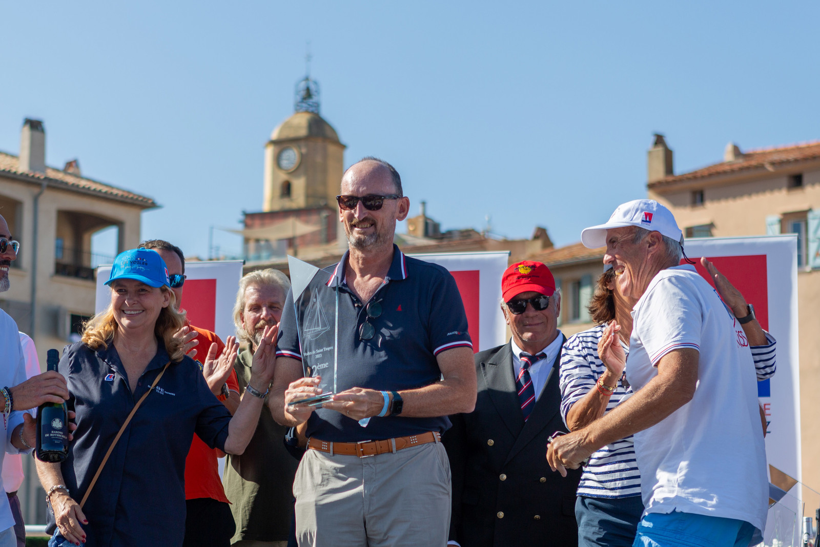 08 10 2023, Saint-Tropez (FRA,83), Les Voiles de Saint-Tropez 2023, Prizegiving classics and moderns 08 10 2023, Saint-Tropez (FRA,83), Les Voiles de Saint-Tropez 2023, Prizegiving classics and moderns