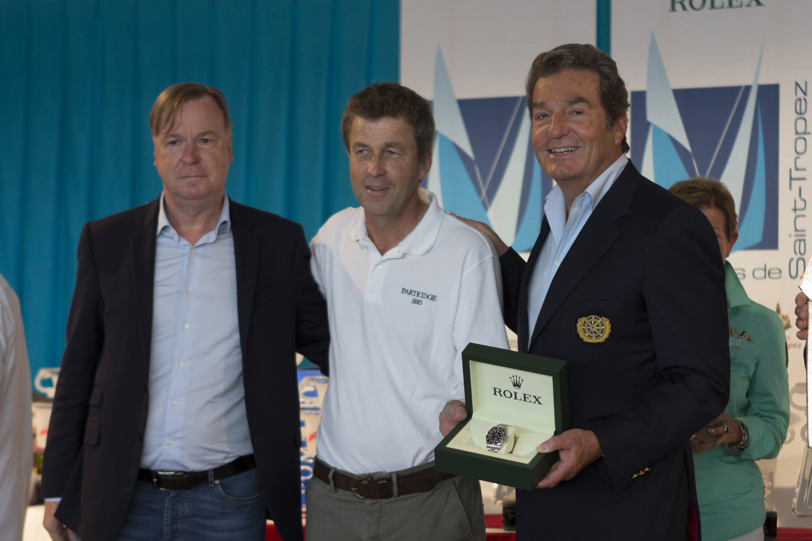 05 10 2014, Saint-Tropez (FRA,83), Voiles de Saint-Tropez 2014, Day 8, Prizegiving, Partridge, vainqueur Trophée Rolex   Partridge, Winner Rolex Trophy 05 10 2014, Saint-Tropez (FRA,83), Voiles de Saint-Tropez 2014, Day 8, Prizegiving, Partridge, vainqueur Trophée Rolex   Partridge, Winner Rolex Trophy