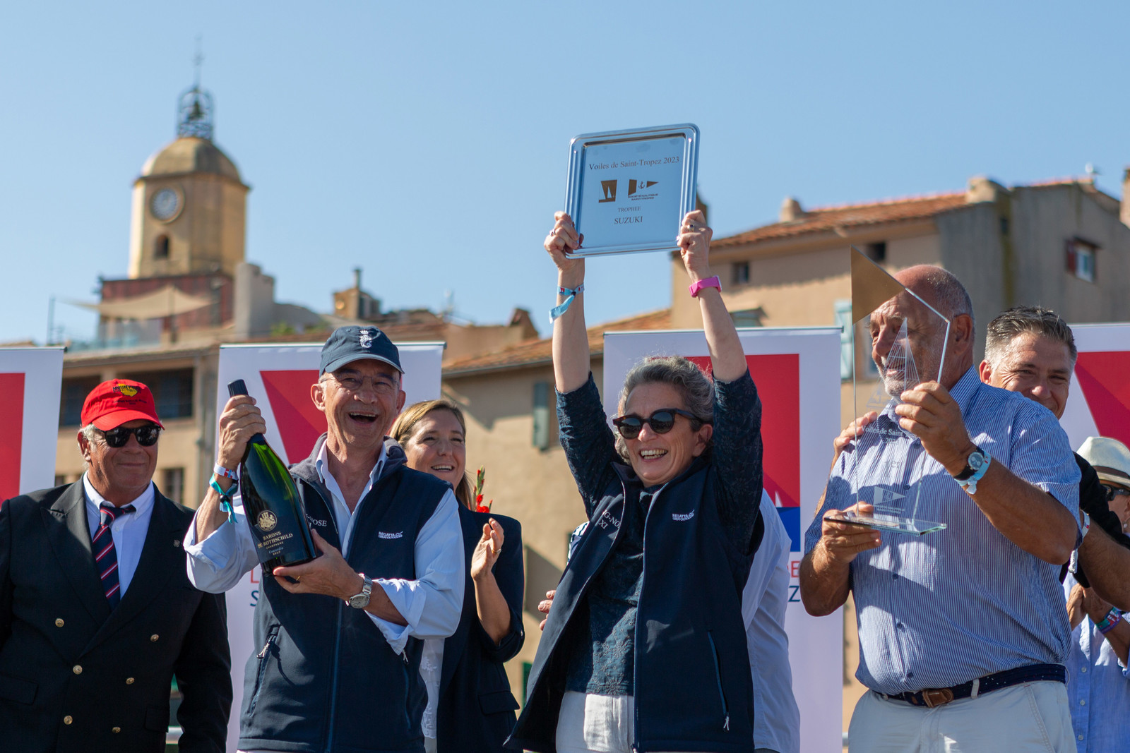 08 10 2023, Saint-Tropez (FRA,83), Les Voiles de Saint-Tropez 2023, Prizegiving classics and moderns 08 10 2023, Saint-Tropez (FRA,83), Les Voiles de Saint-Tropez 2023, Prizegiving classics and moderns