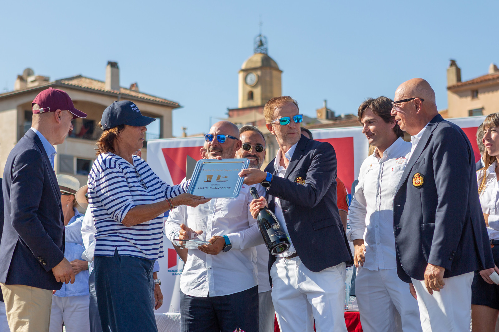 08 10 2023, Saint-Tropez (FRA,83), Les Voiles de Saint-Tropez 2023, Prizegiving classics and moderns 08 10 2023, Saint-Tropez (FRA,83), Les Voiles de Saint-Tropez 2023, Prizegiving classics and moderns