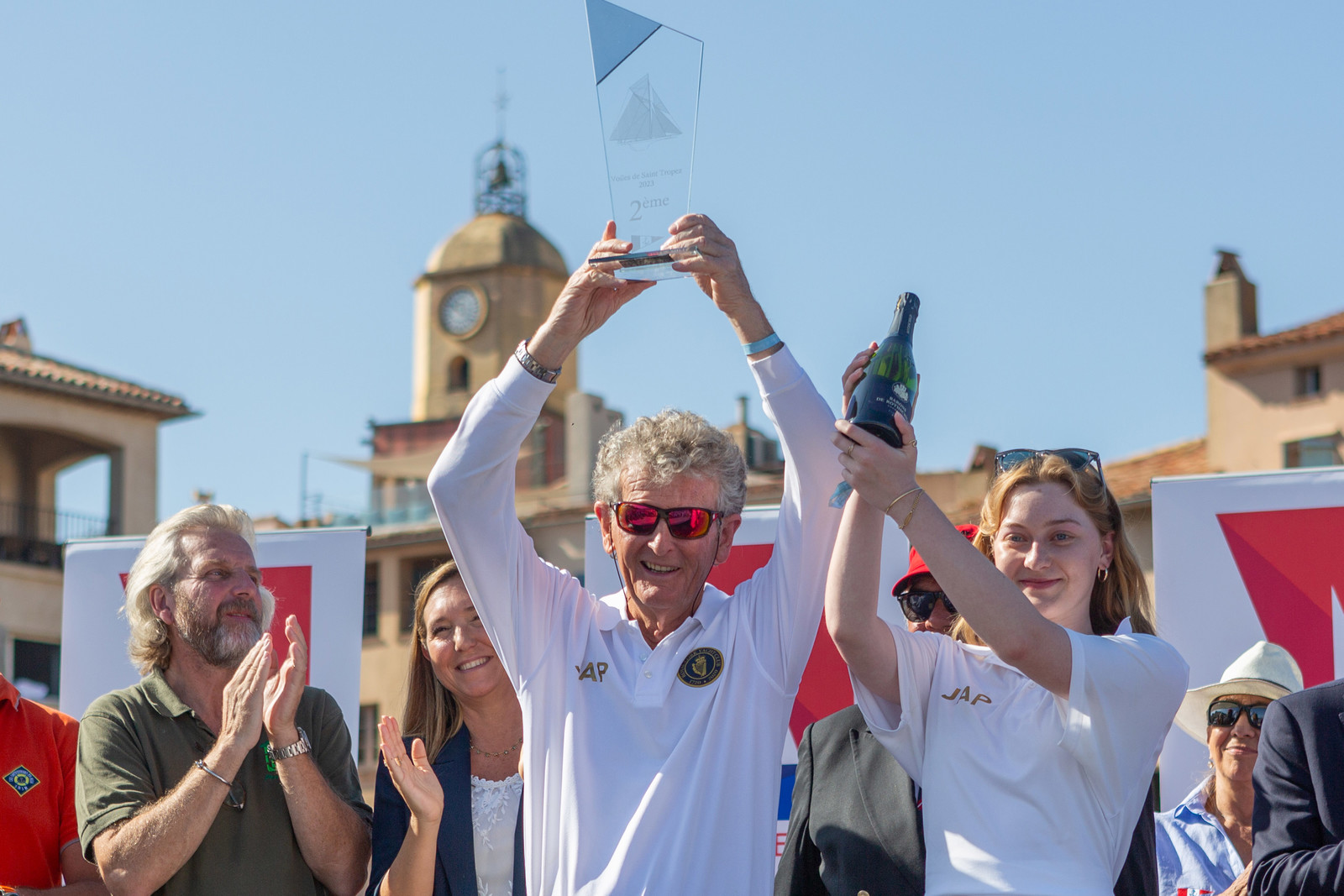 08 10 2023, Saint-Tropez (FRA,83), Les Voiles de Saint-Tropez 2023, Prizegiving classics and moderns 08 10 2023, Saint-Tropez (FRA,83), Les Voiles de Saint-Tropez 2023, Prizegiving classics and moderns